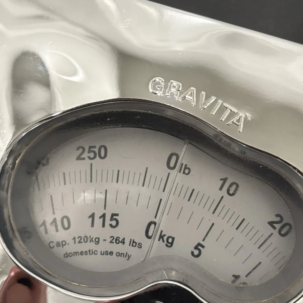 Vintage Gravita Vice Versa Chrome Molded Footprint Scale 90s Postmodern Design